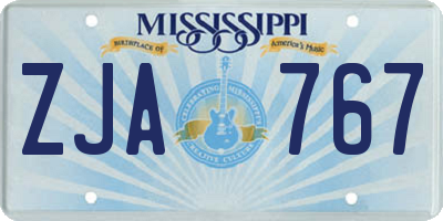 MS license plate ZJA767