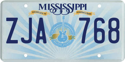 MS license plate ZJA768