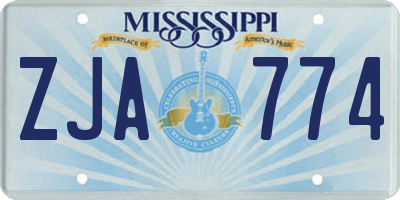MS license plate ZJA774