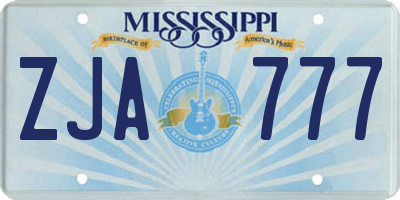 MS license plate ZJA777