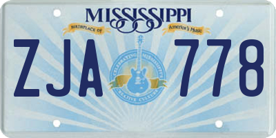 MS license plate ZJA778