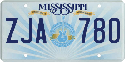 MS license plate ZJA780