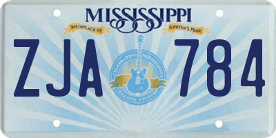 MS license plate ZJA784