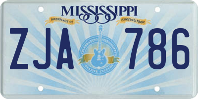 MS license plate ZJA786