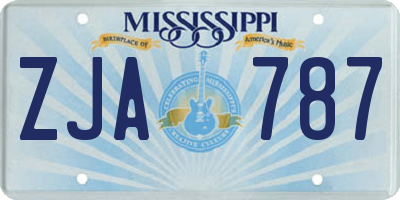 MS license plate ZJA787