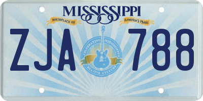 MS license plate ZJA788