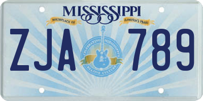 MS license plate ZJA789