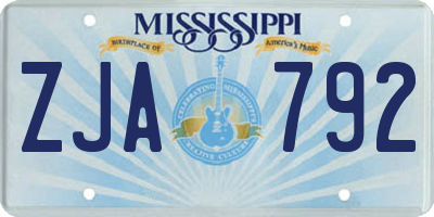 MS license plate ZJA792