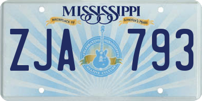 MS license plate ZJA793