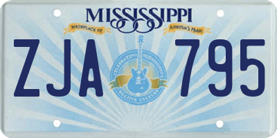 MS license plate ZJA795