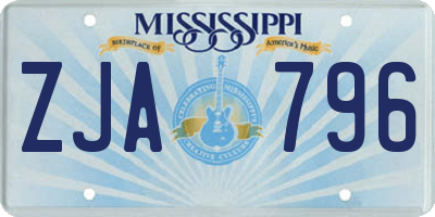 MS license plate ZJA796