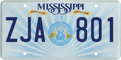 MS license plate ZJA801
