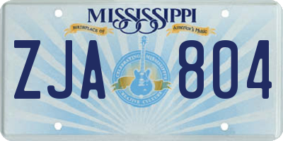 MS license plate ZJA804