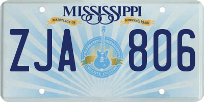 MS license plate ZJA806
