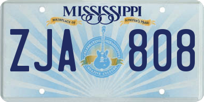 MS license plate ZJA808