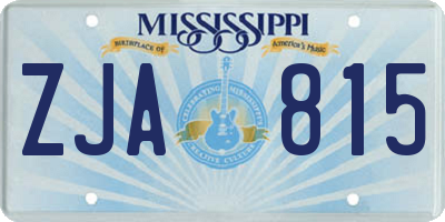 MS license plate ZJA815