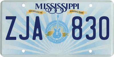 MS license plate ZJA830