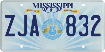 MS license plate ZJA832