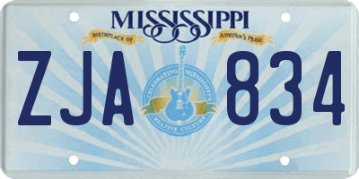 MS license plate ZJA834