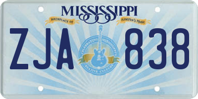 MS license plate ZJA838