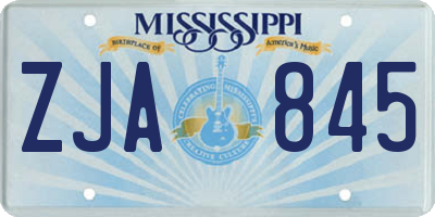 MS license plate ZJA845