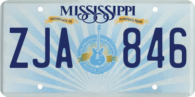 MS license plate ZJA846