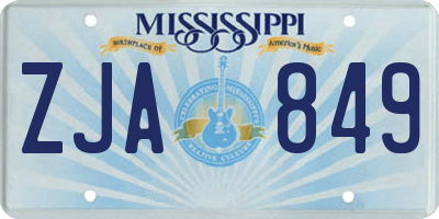 MS license plate ZJA849