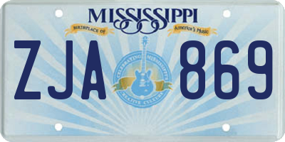 MS license plate ZJA869