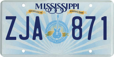 MS license plate ZJA871