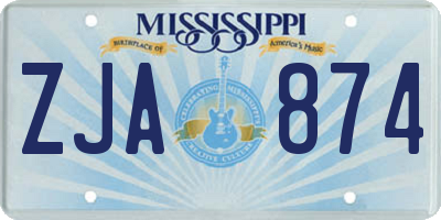 MS license plate ZJA874