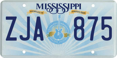 MS license plate ZJA875