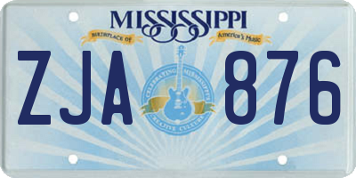 MS license plate ZJA876