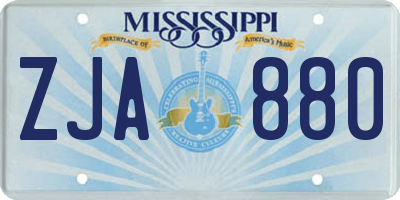 MS license plate ZJA880
