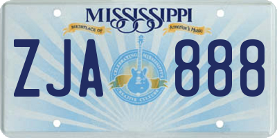 MS license plate ZJA888