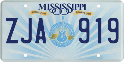 MS license plate ZJA919