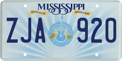 MS license plate ZJA920