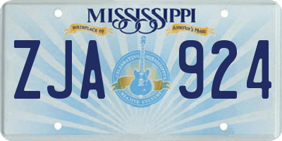 MS license plate ZJA924