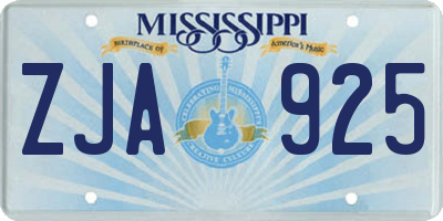 MS license plate ZJA925