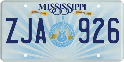 MS license plate ZJA926