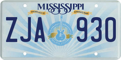 MS license plate ZJA930