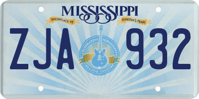 MS license plate ZJA932