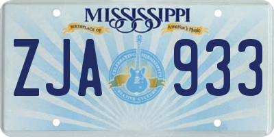 MS license plate ZJA933
