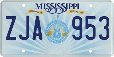 MS license plate ZJA953