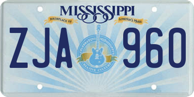 MS license plate ZJA960