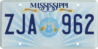MS license plate ZJA962
