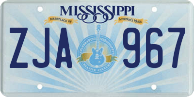 MS license plate ZJA967