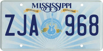 MS license plate ZJA968