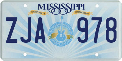 MS license plate ZJA978