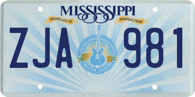 MS license plate ZJA981