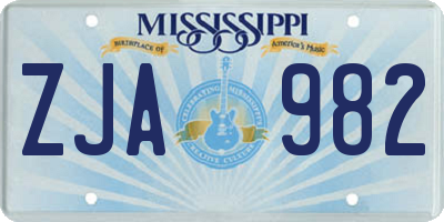 MS license plate ZJA982